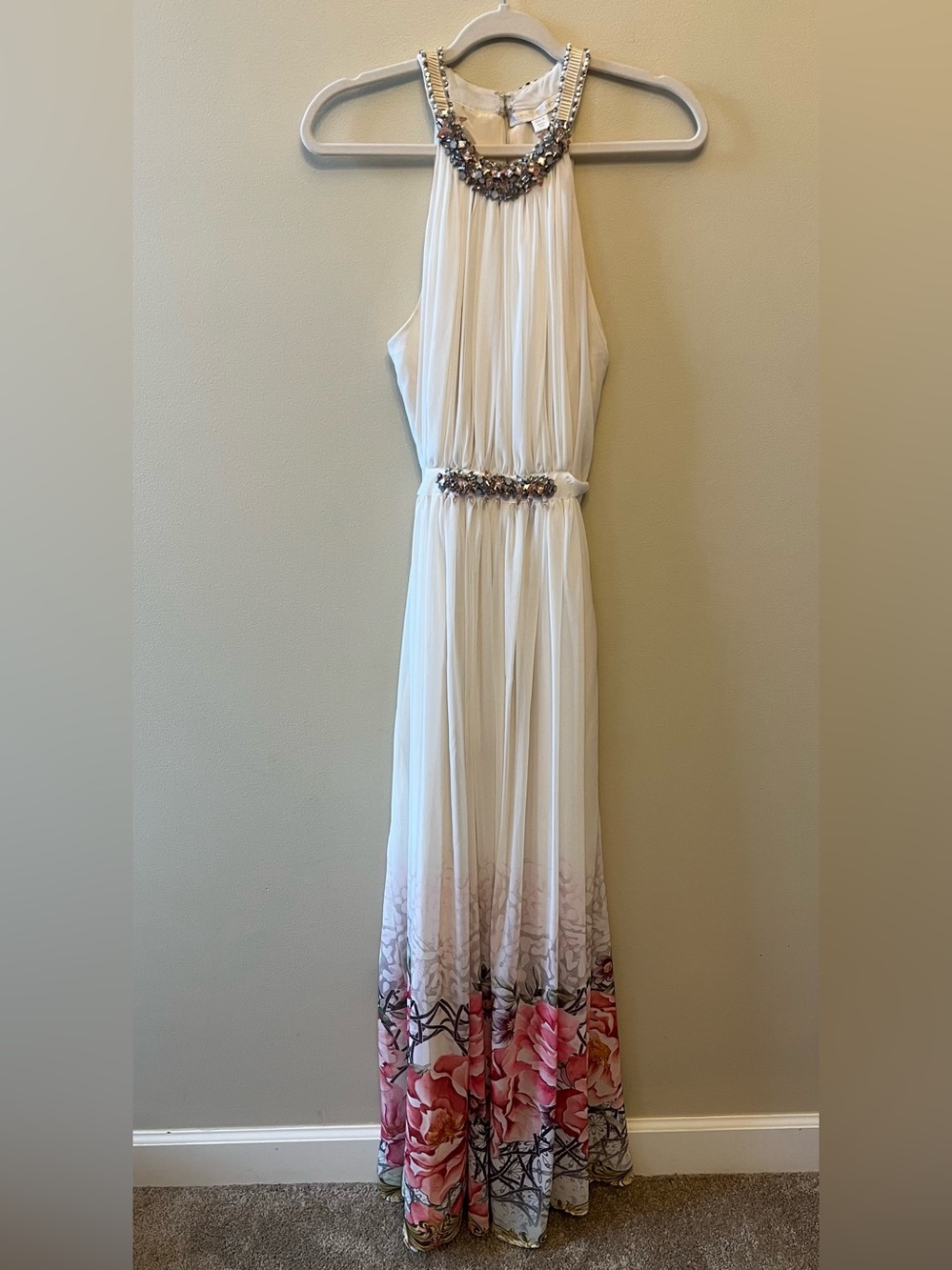 NWT $179 Boston Proper Floral Goddess Maxi Dress Women's Size 10 Beaded